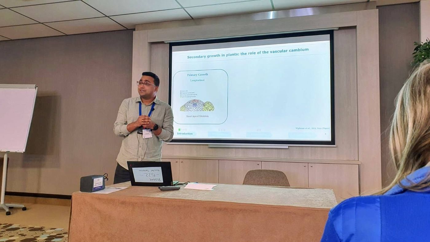 Kailash presenting on secondary growth and the vascular cambium